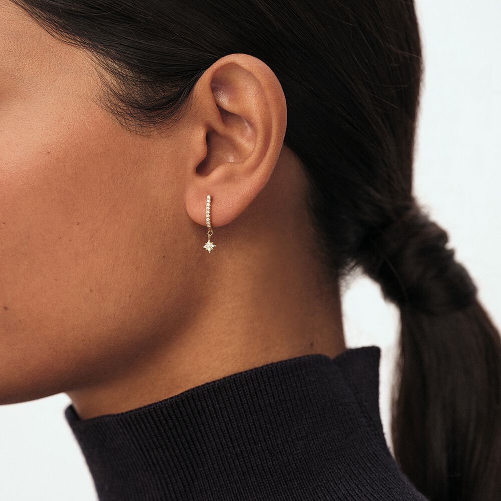 Piercing criolla DIAMSTAR - Cristal / Dorado - Piercings  | Agatha