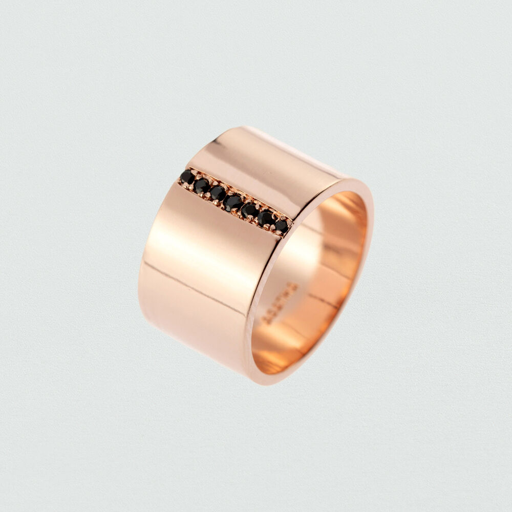 Anillo ancho EQUINOXE - Negro / Rosa - Anillo ancho  | Agatha