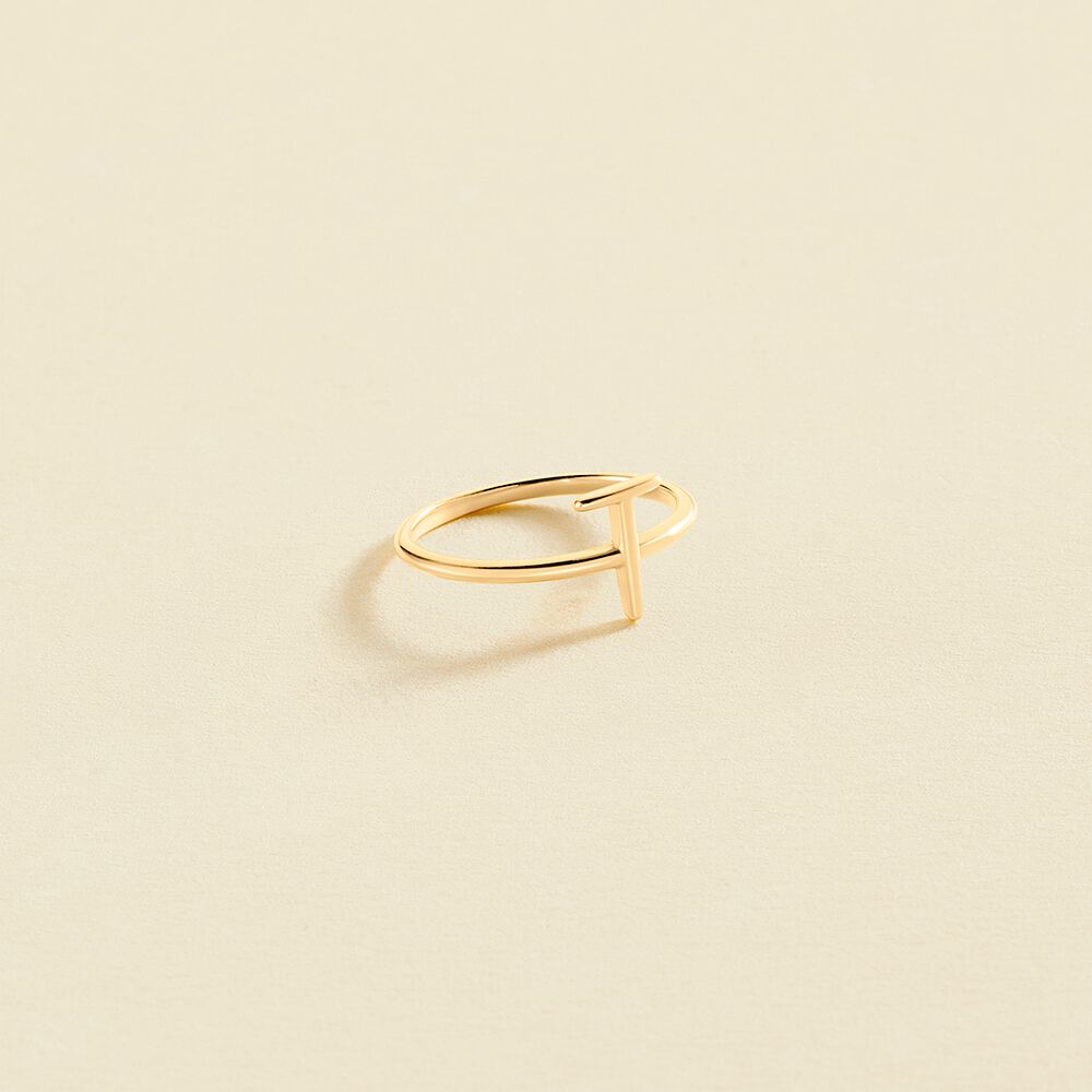 Anillo fino LETTRE T - Dorado - Anillos  | Agatha