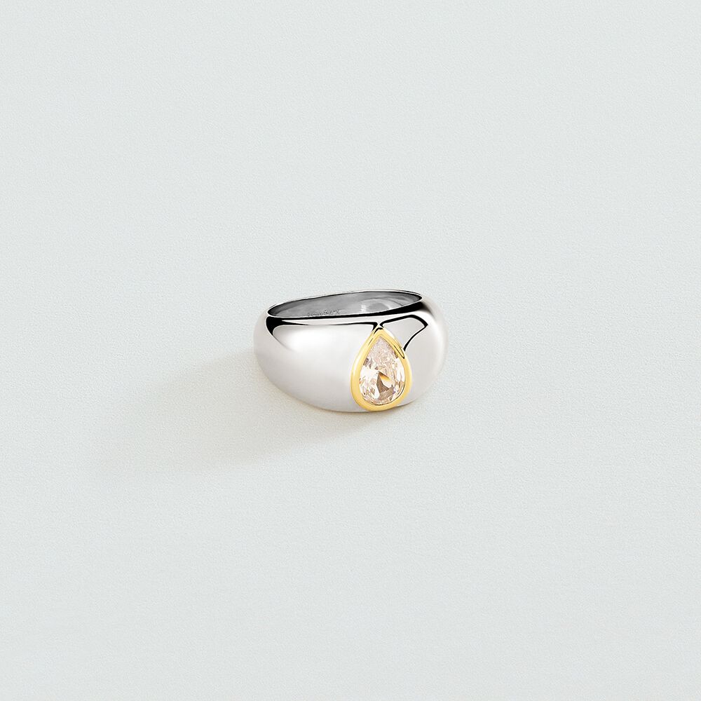 Anillo ancho 1974 - Cristal / Plateado - Anillos de fantasía  | Agatha