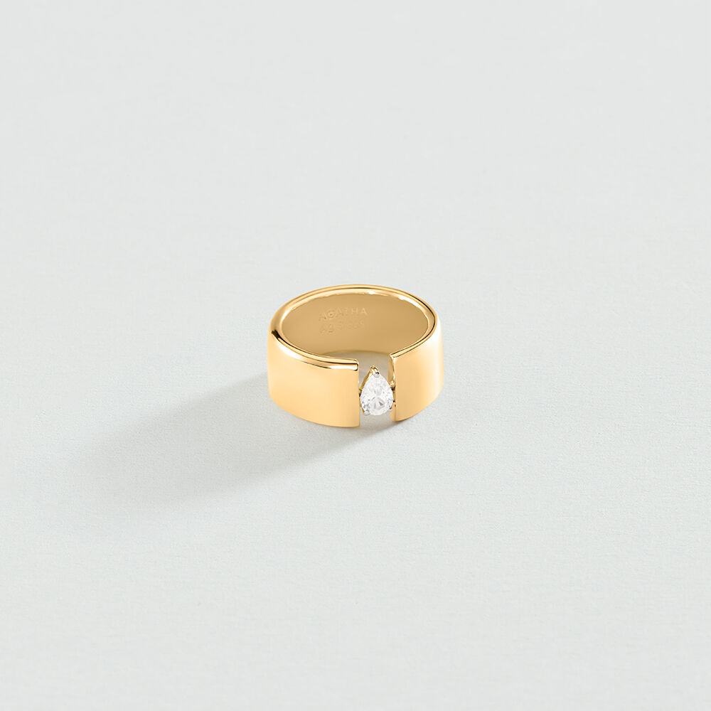 Anillo ancho JADE - Cristal / Dorado - Anillos de fantas&iacute;a  | Agatha