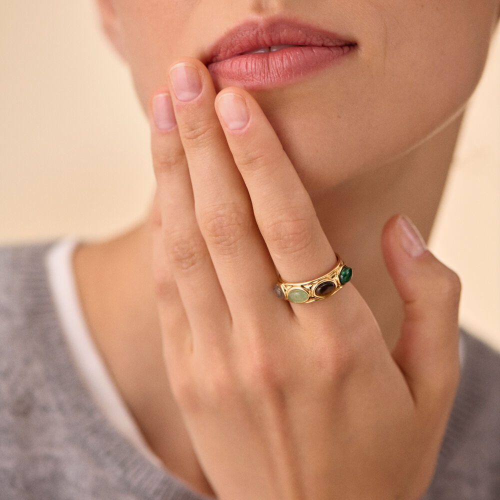 Anillo ancho RHEA - Multicolor / Oro - Anillos de fantasía  | Agatha