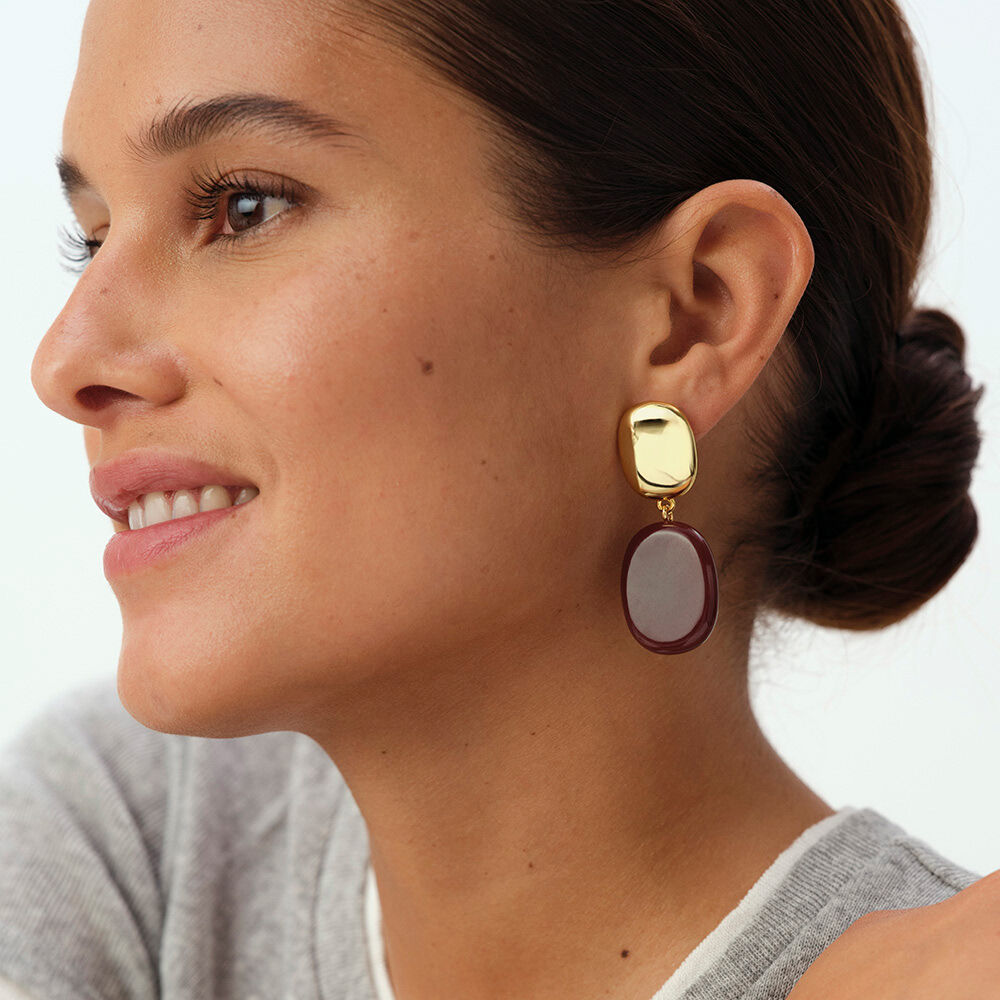 Pendientes largos ROYAL - Bordeos / Dorado - Pendientes largos  | Agatha