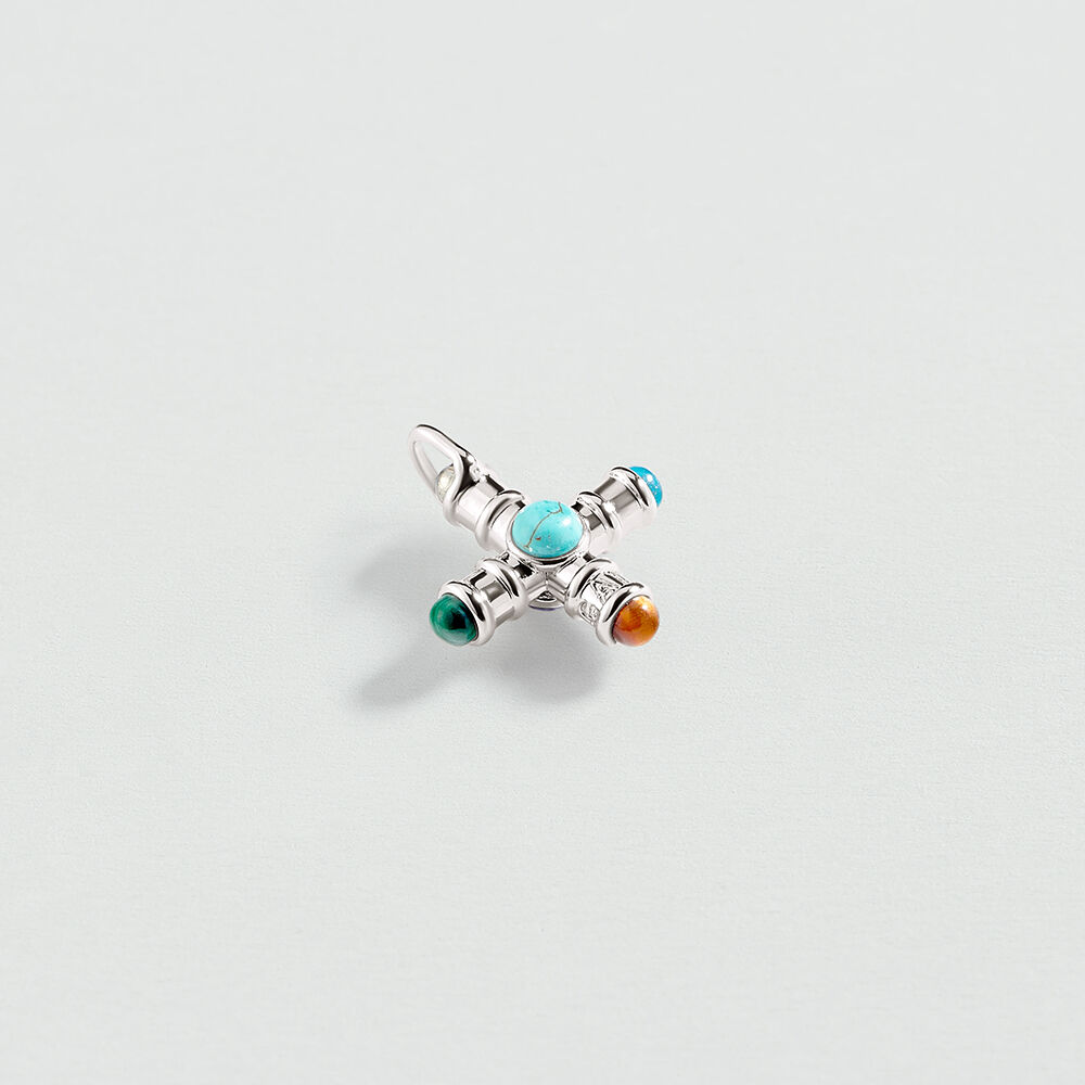Colgante CRUZ ICÓNICA - Multicolor / Plata - Novedades  | Agatha