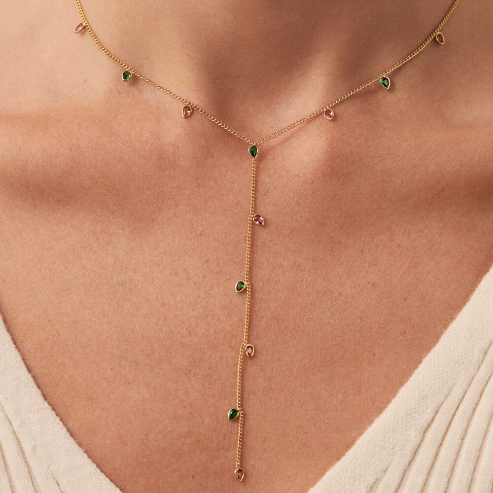 Collar midi NEITH - Verde / Rosa - Collar de fantasía  | Agatha