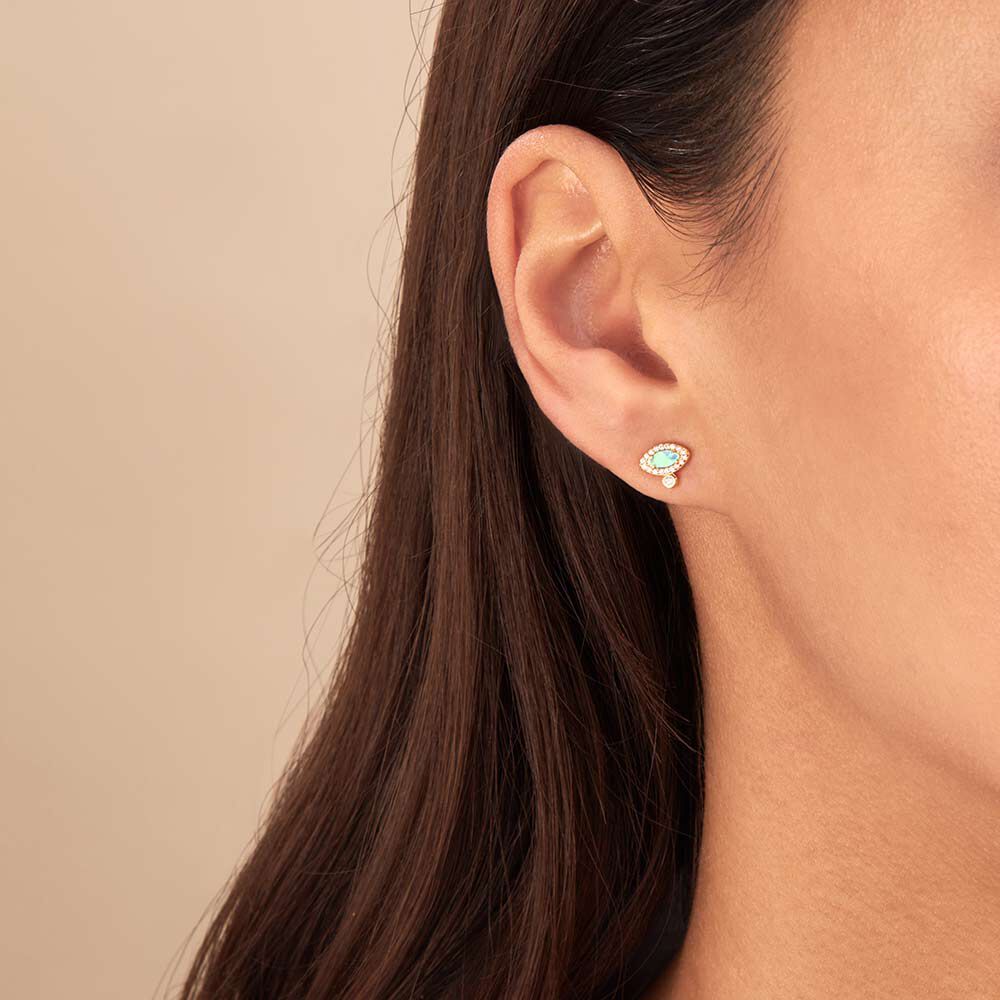 Pendientes cortos OPALE - Opalo / Dorado - Pendientes cortos  | Agatha