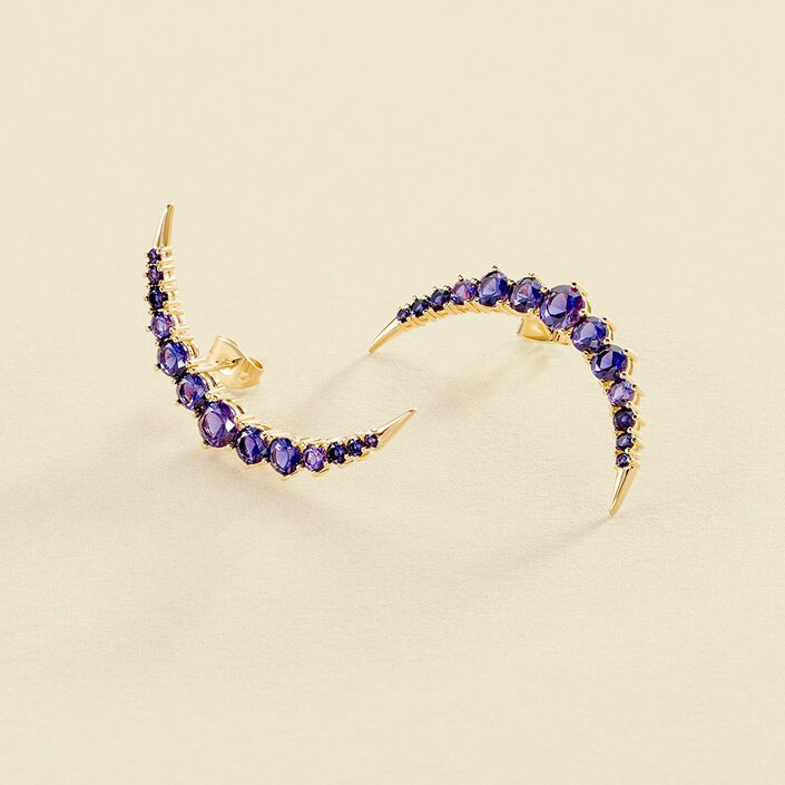 Pendientes cortos CREPUSCULE - Azul / Oro - Pendientes  | Agatha
