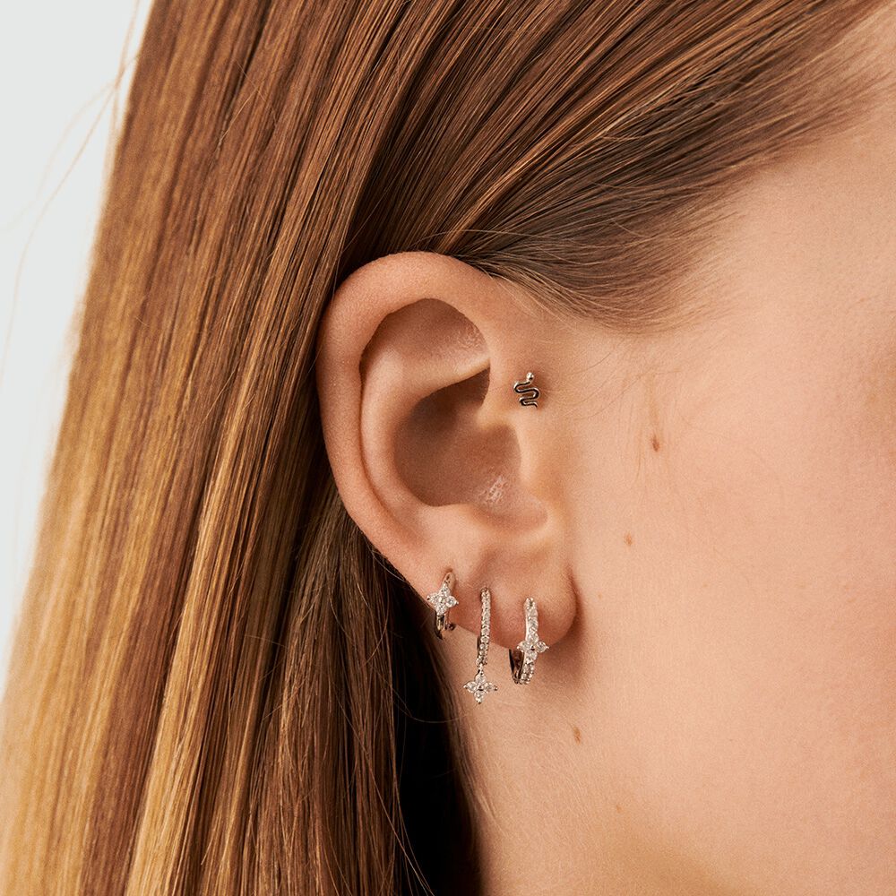 Pendiente corto individual SERPIENTE MIX & MATCH - Plata - Piercings  | Agatha
