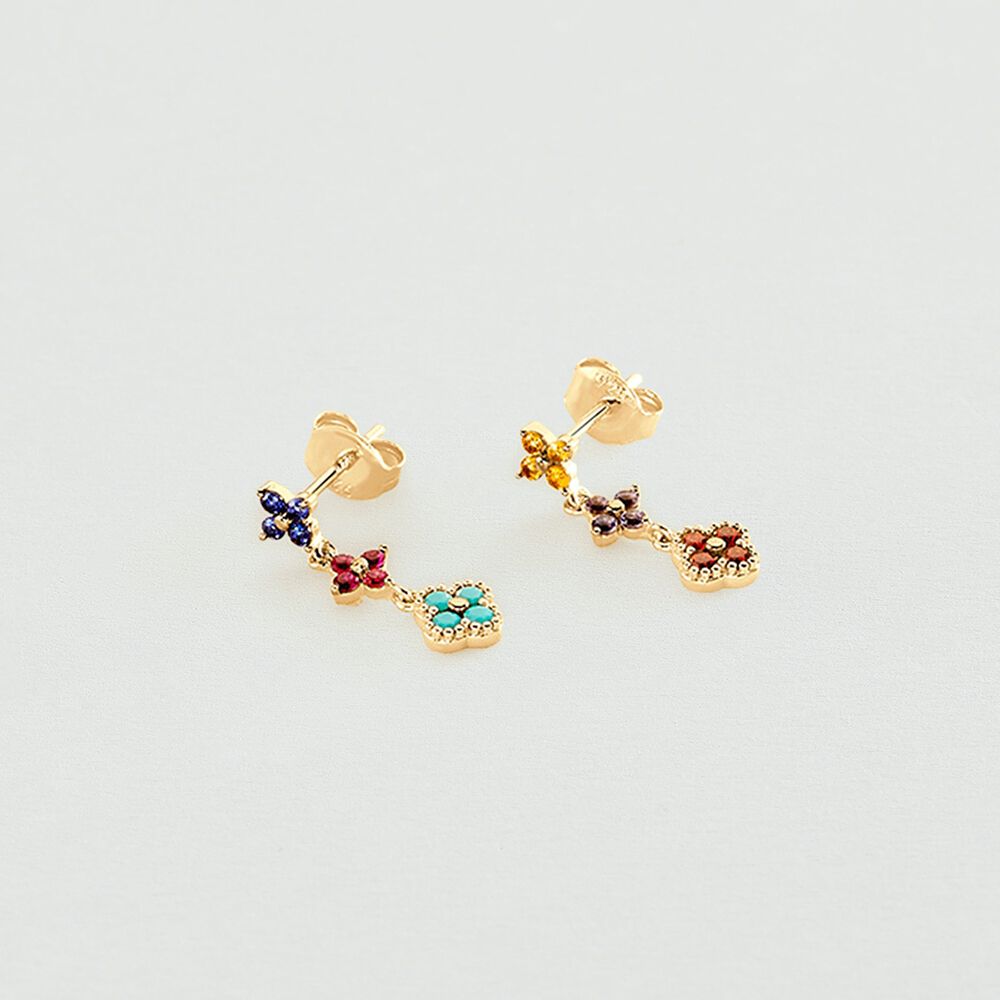 Pendientes largos BELOVED - Multicolor / Oro - Pendientes de fantasía  | Agatha