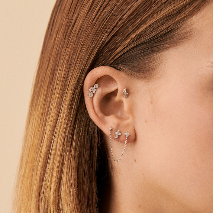 Piercing mini CRUZ BRILLANTE - Cristal / Plateado - Piercings  | Agatha