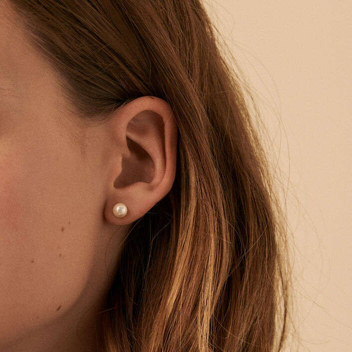 Pendientes cortos PERL - Perla / Plata - Pendientes  | Agatha