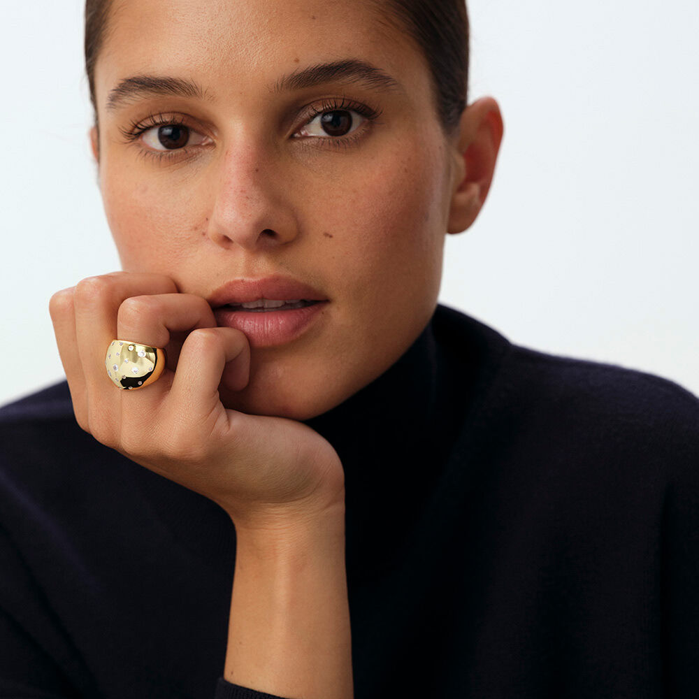 Anillo ancho DANAE - Cristal / Dorado - Anillo ancho  | Agatha