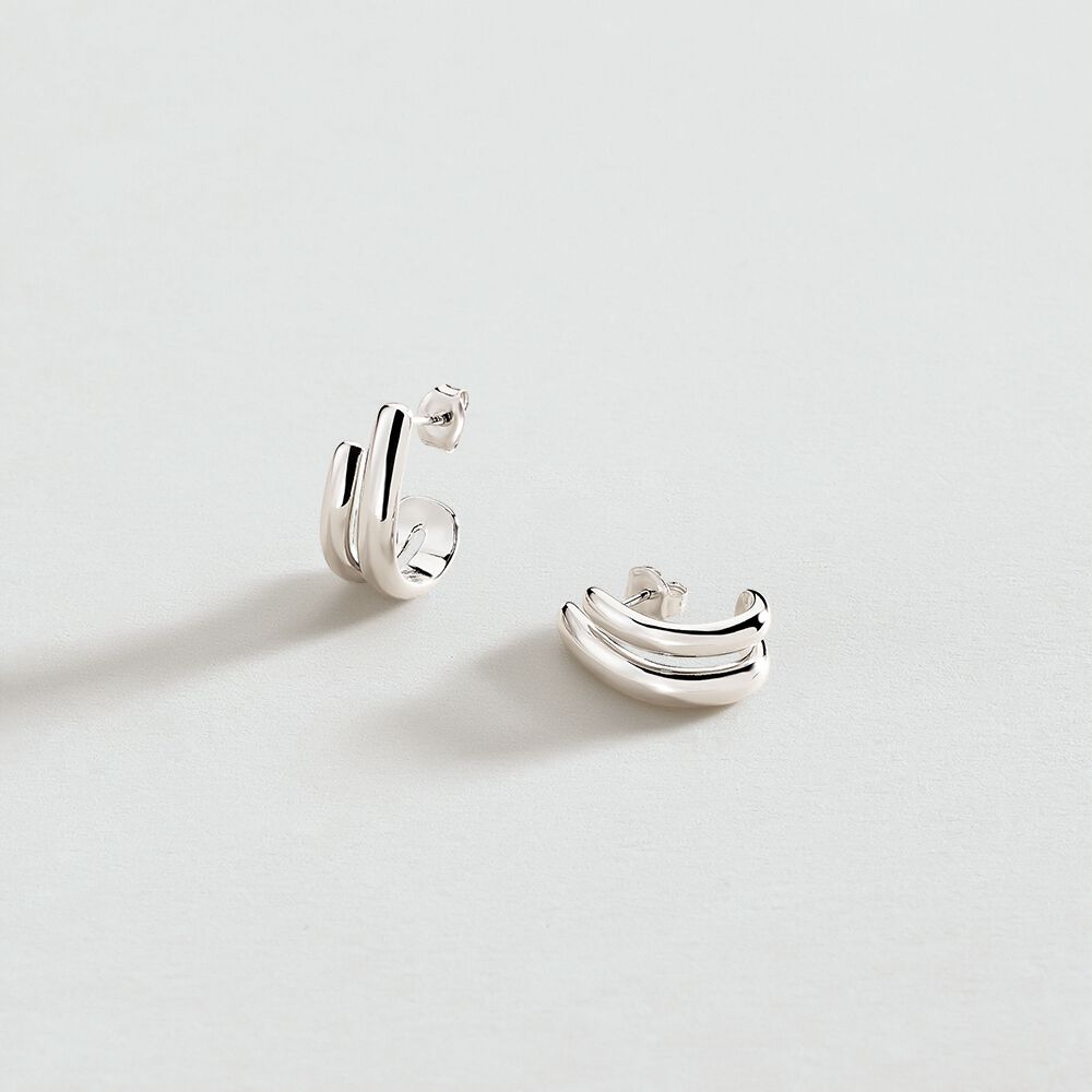 Pendientes largos TRIJONC - Plata - Pendientes de fantasía  | Agatha