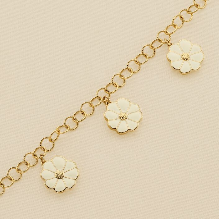 Pulsera de cadena FLORA - Dorado / Blanco - Pulseras  | Agatha