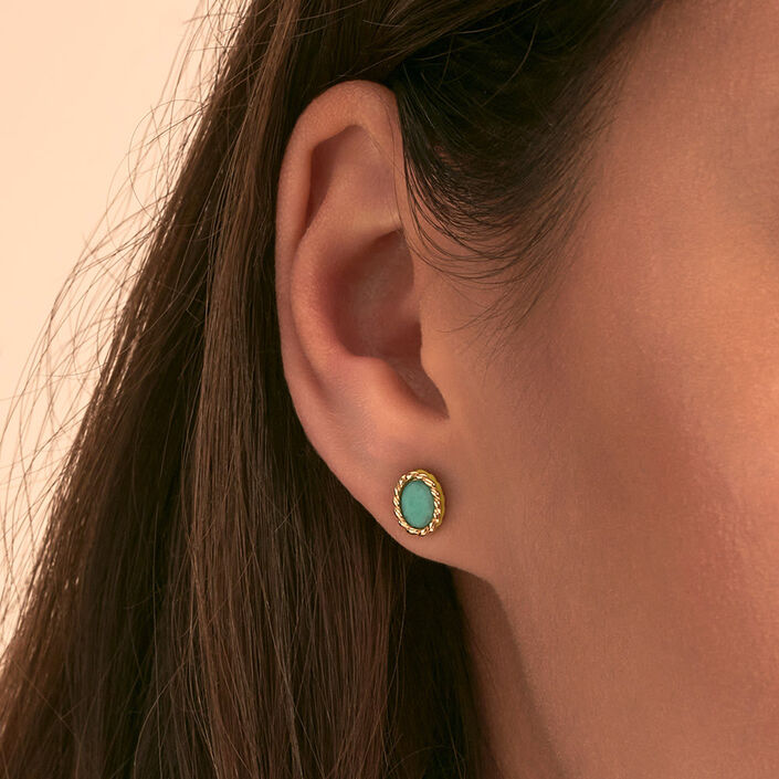 Pendientes cortos ATMA - Amazonite/ amarillo - Pendientes  | Agatha