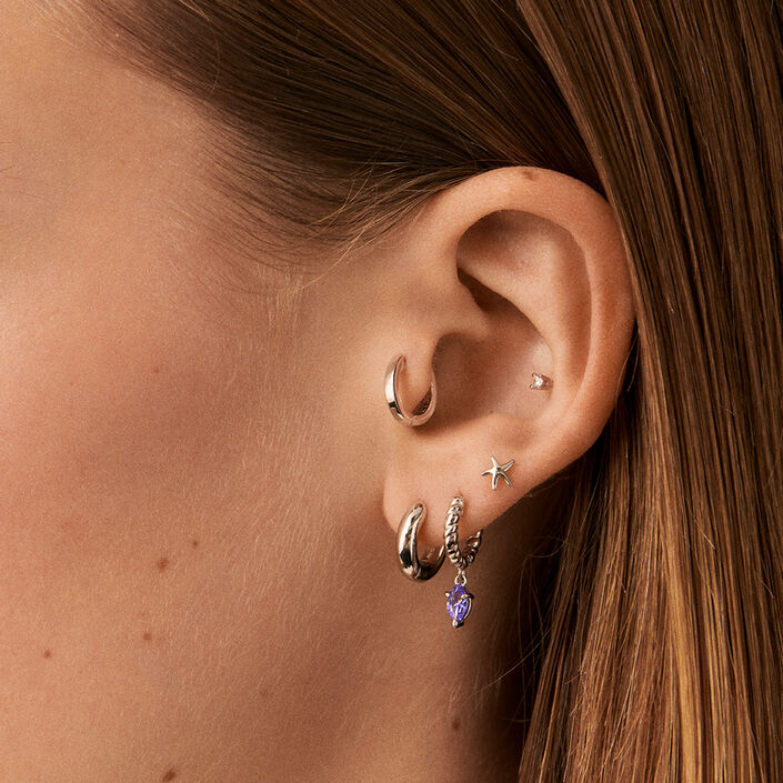 Piercing criolla MAMBA - Lavanda / Plata - Piercings  | Agatha