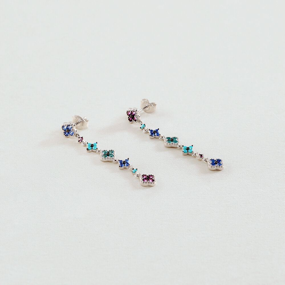 Pendientes largos BELOVED - Multicolor / Plata - Pendientes de fantasía  | Agatha
