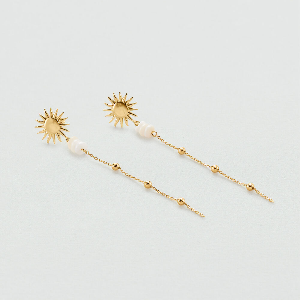 Pendientes largos TIARE - Blanco / Oro - Pendientes largos  | Agatha
