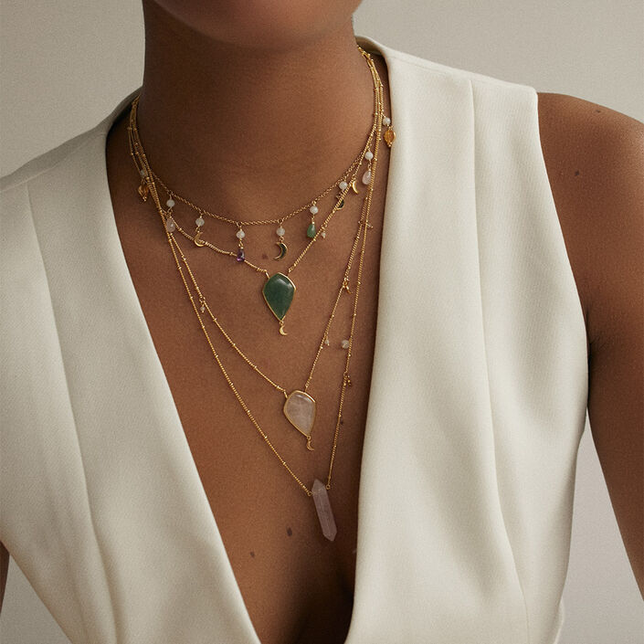 Collar corto MOON - Rosa Cuarzo - Collares  | Agatha