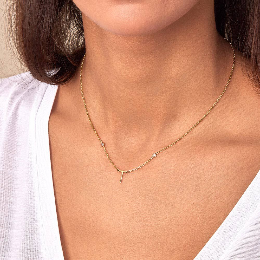 Collar corto LETTRE T - Cristal / Dorado - Collar corto  | Agatha