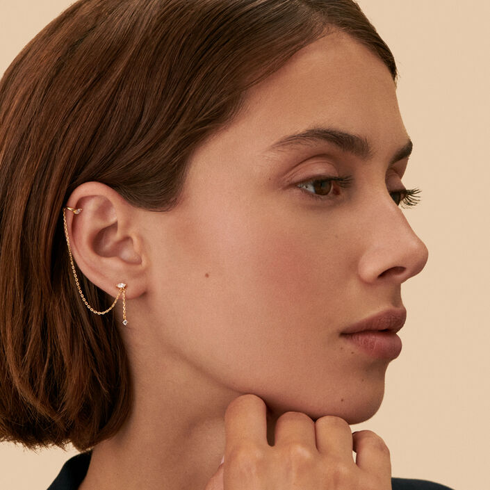Ear cuff AMAS - Cristal / Dorado - Piercings  | Agatha