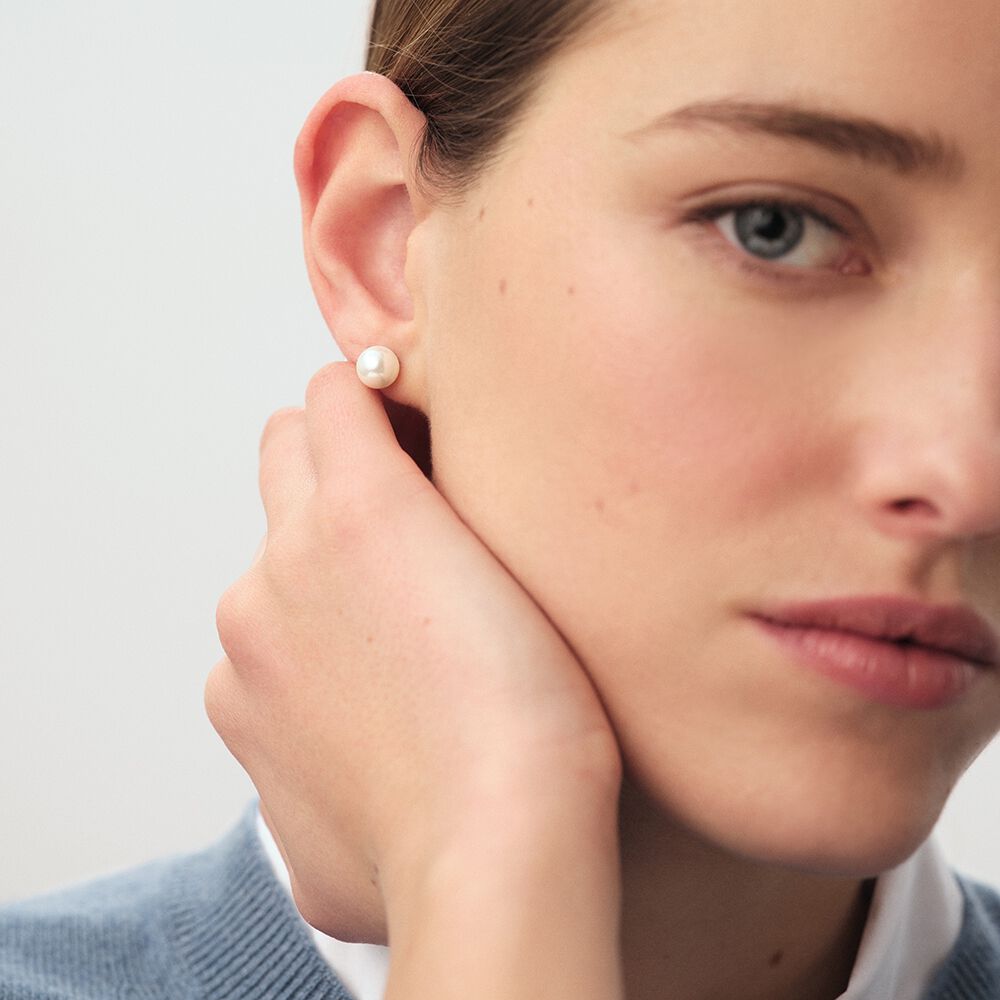 Pendientes cortos PERL - Perla / Plata - Pendientes cortos  | Agatha