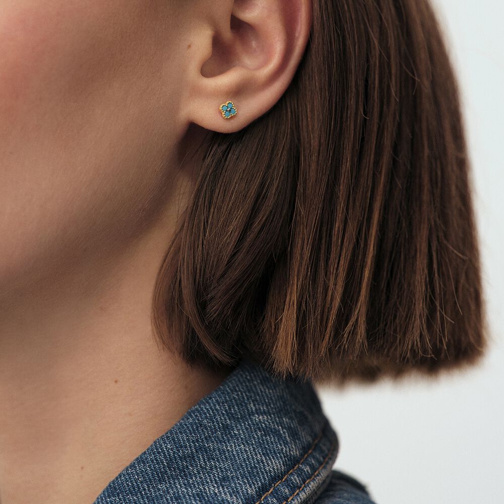 Pendientes cortos BELOVED - Turquesa / Oro - Pendientes cortos  | Agatha