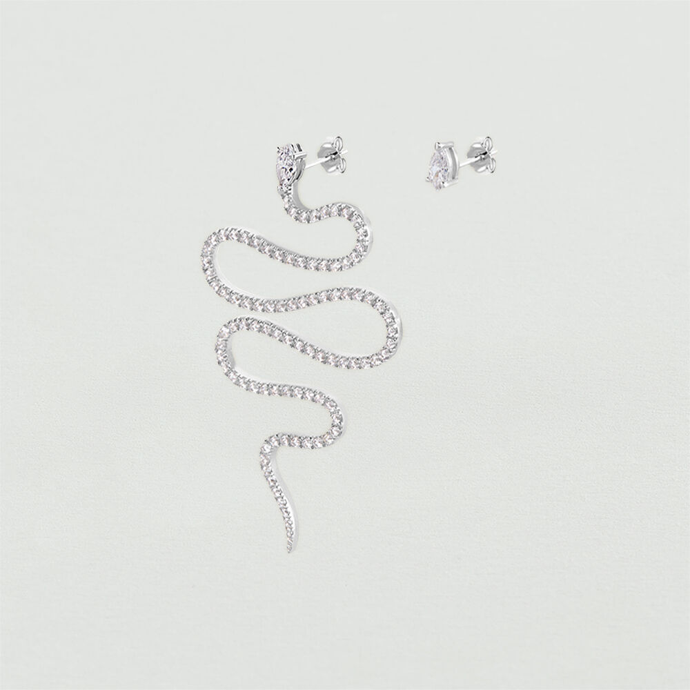 Pendientes largos SNAKY - Cristal / Plateado - Pendientes largos  | Agatha