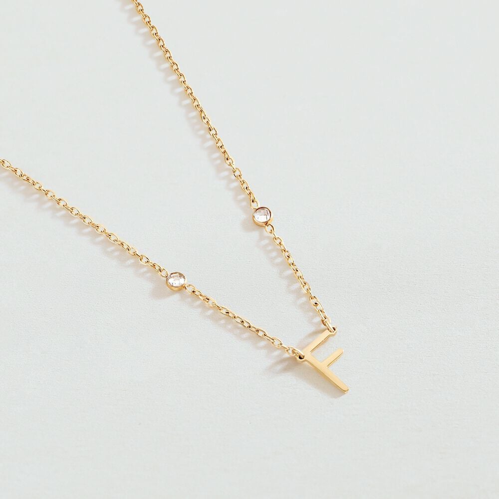 Collar corto LETTRE F - Cristal / Dorado - Collar corto  | Agatha