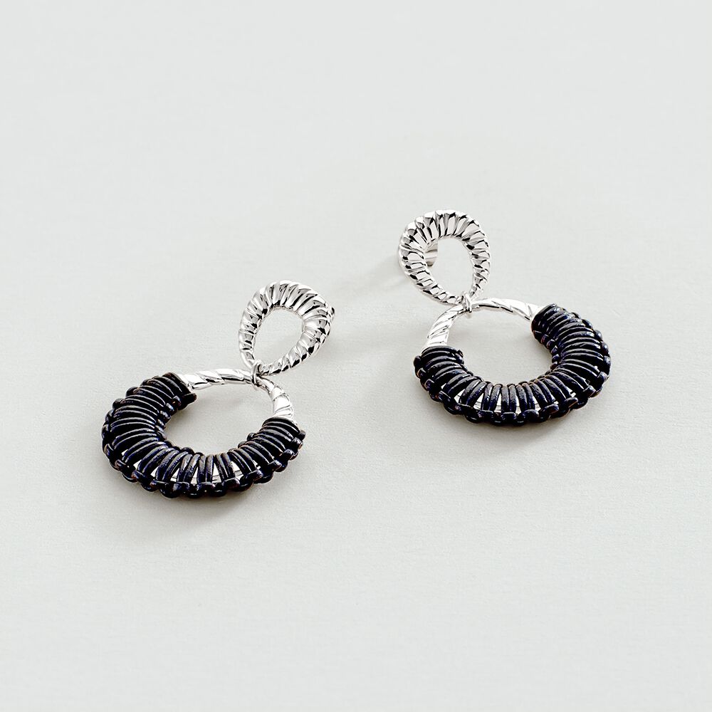 Pendientes largos TWIGGY - Plateado / azul oscuro - Pendientes largos  | Agatha