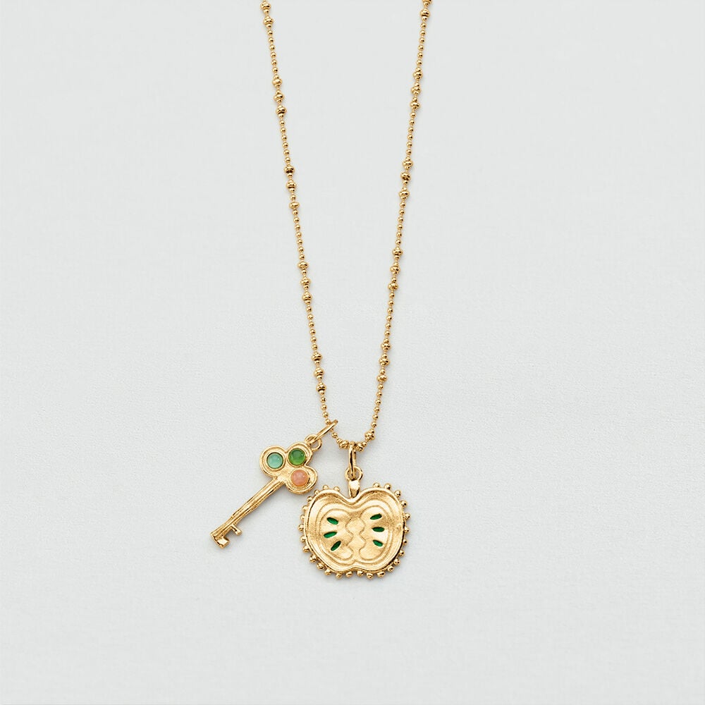 Collar midi MANZANA LLAVE PANGEA - Dorado / Multicolor - Collares  | Agatha