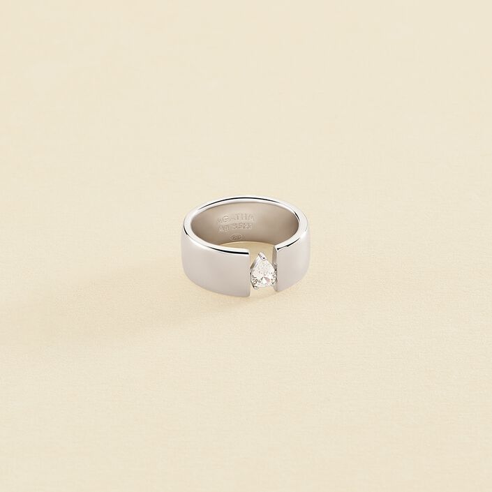 Anillo ancho JADE - Cristal / Plateado - Anillos  | Agatha