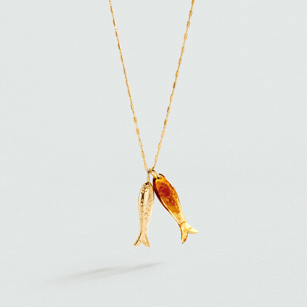 Collar largo CALMA - Marr&oacute;n / Dorado - Collares  | Agatha