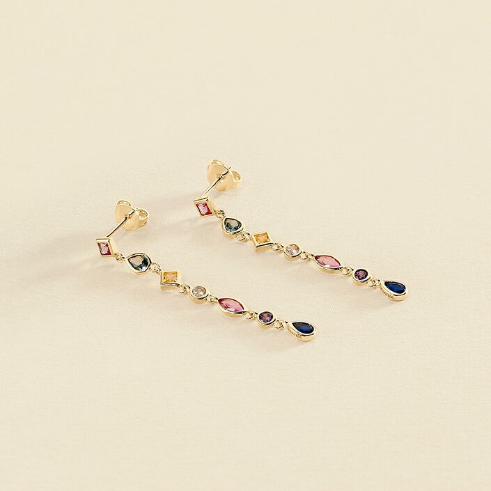 Pendientes largos CASCADA - Multicolor / Oro - Pendientes  | Agatha