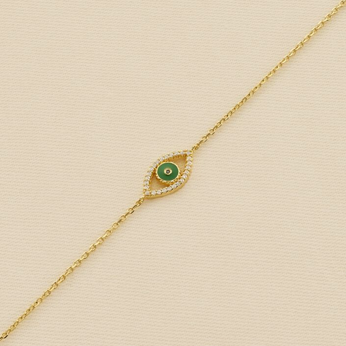 Pulsera de cadena LUCKY EYE - Verde / Dorado - Pulseras  | Agatha