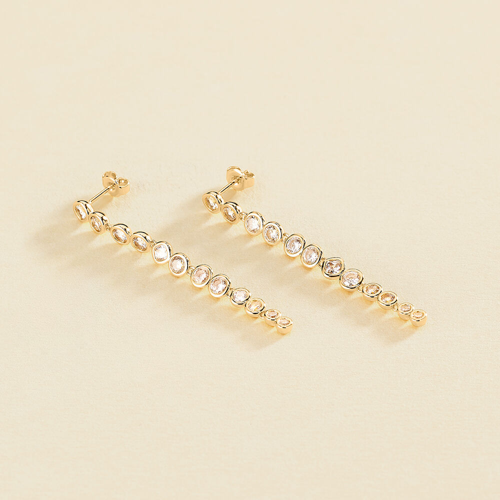 Pendientes largos ADAMAS - Cristal / Dorado - Pendientes largos  | Agatha