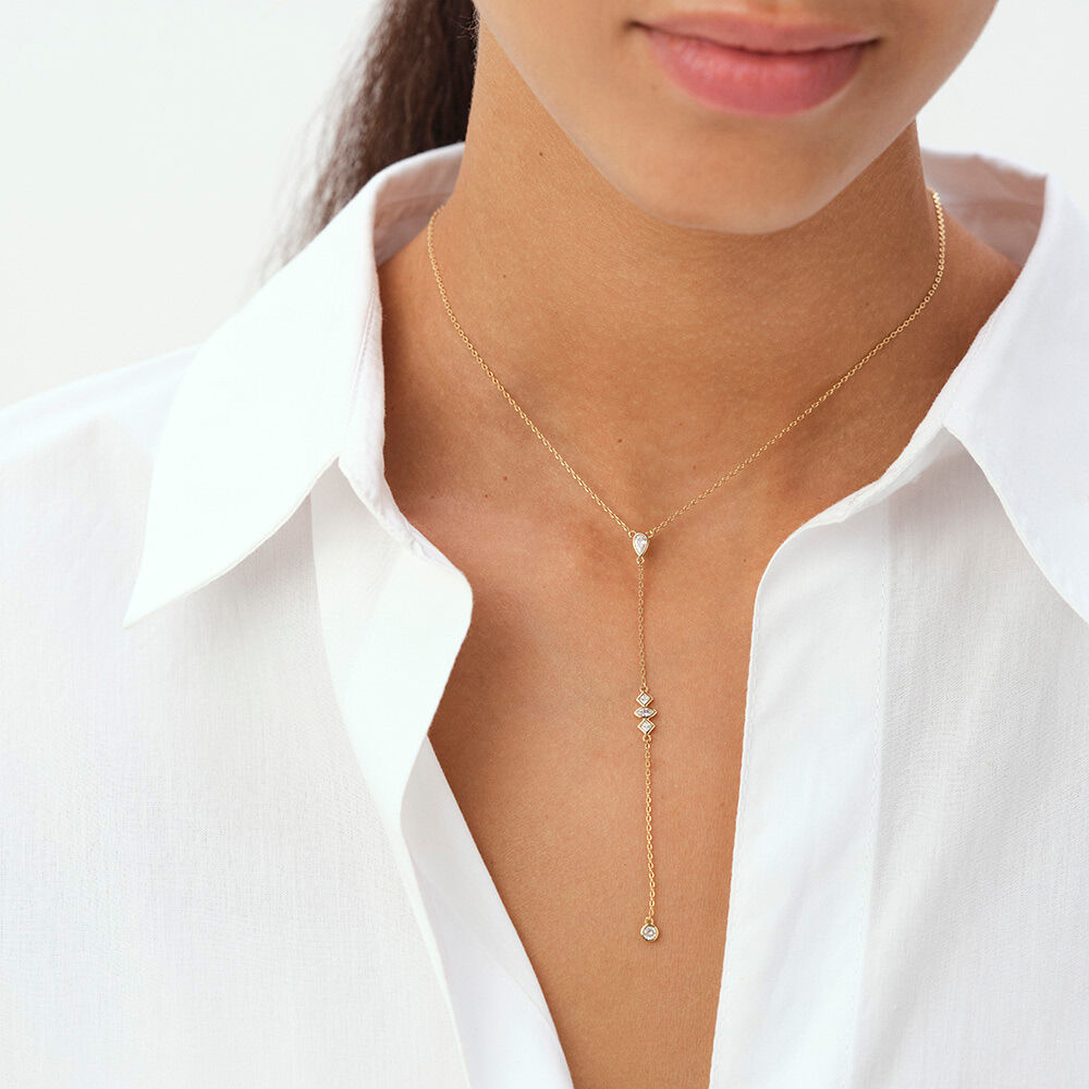 Collar midi PIRAMIDE - Cristal / Dorado - Collar de fantas&iacute;a  | Agatha