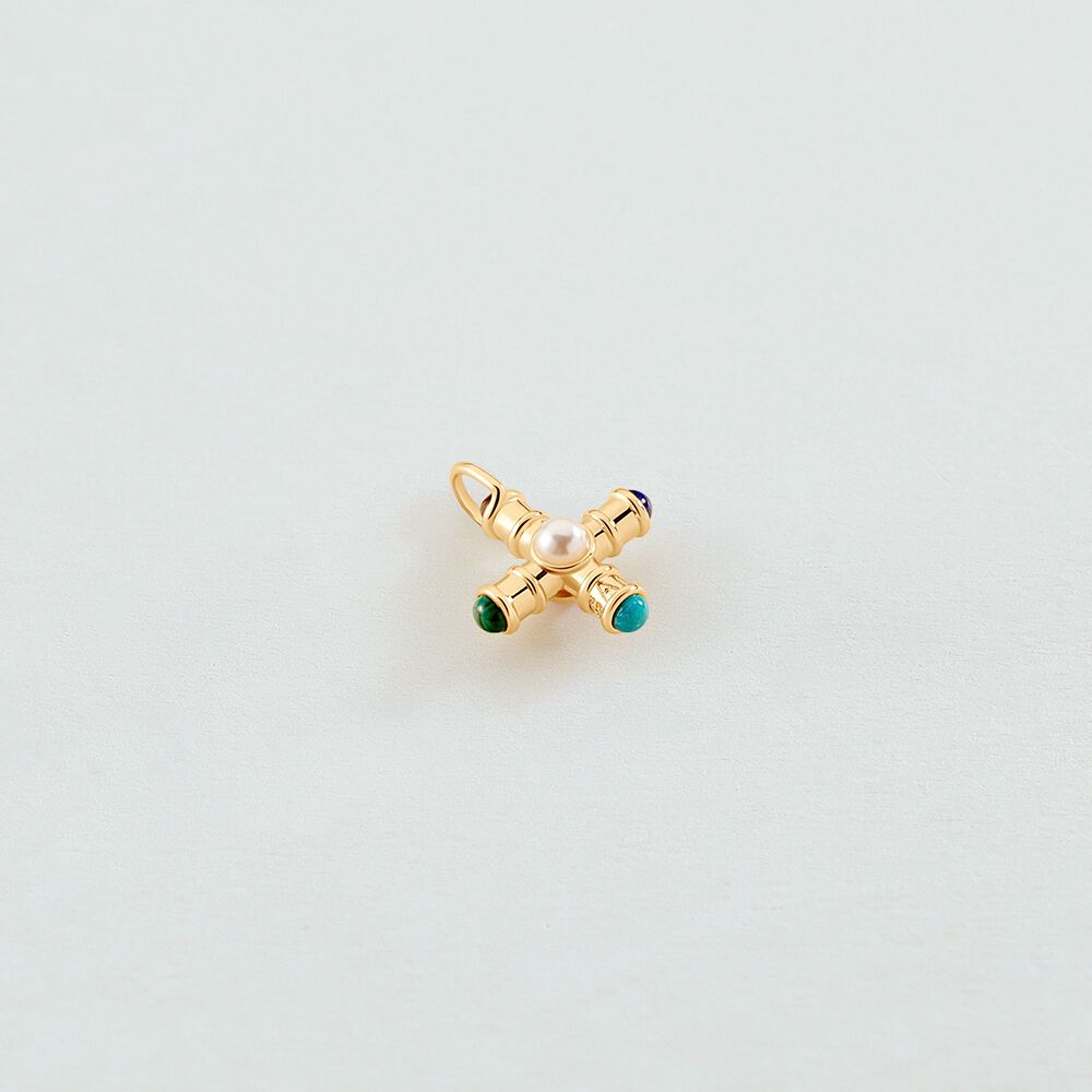Colgante CRUZ ICÓNICA - Multicolor / Oro - Sin piedra  | Agatha