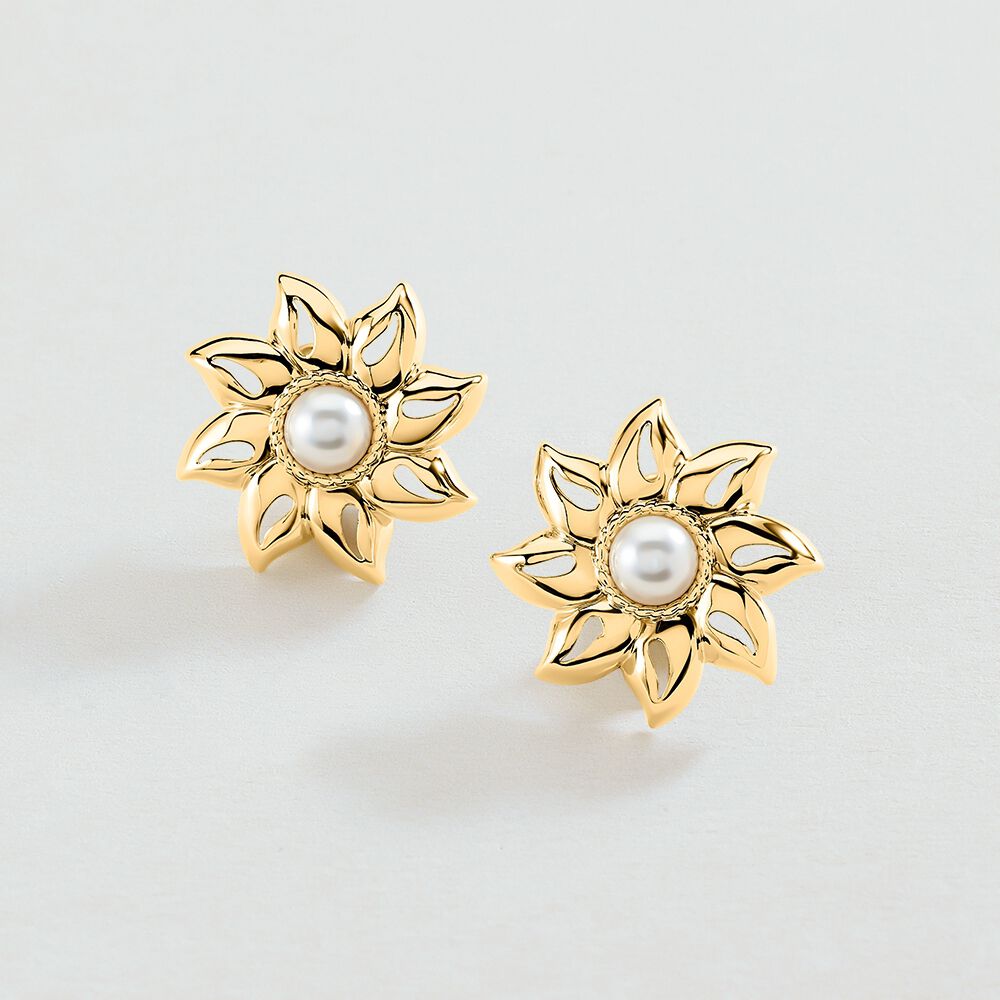Pendientes largos N-13 - Perla / Oro - Pendientes de fantasía  | Agatha