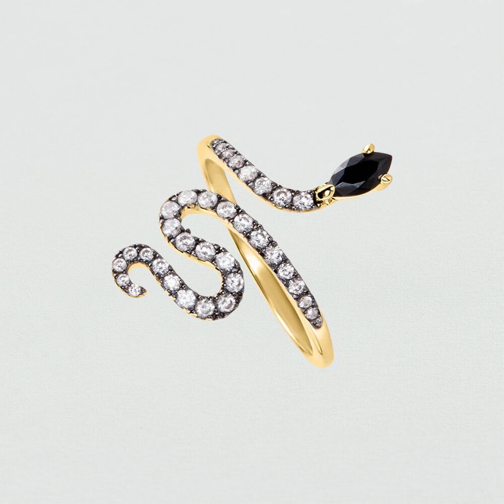 Anillo ancho SNAKY - Cristal / Gris - Outlet  | Agatha