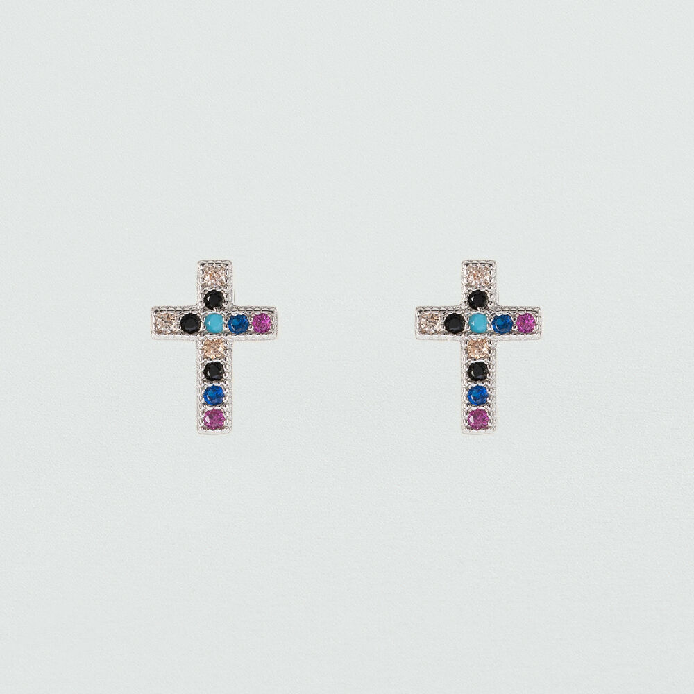 Pendientes cortos COLCRUZ - Multicolor / Plata - Pendientes cortos  | Agatha