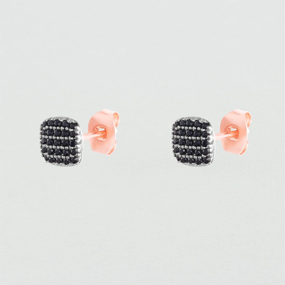 Pendientes cortos GLORIA - Negro / Rosa - Pendientes cortos  | Agatha