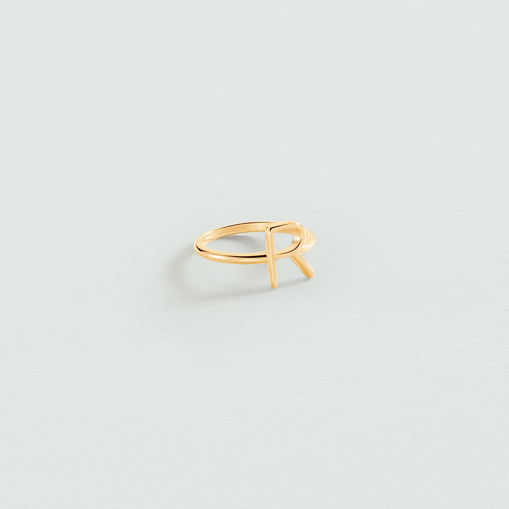 Anillo fino LETTRE R - Dorado - Anillos  | Agatha