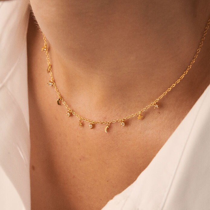 Collar corto LUNITAS - Cristal / Dorado - Collares  | Agatha