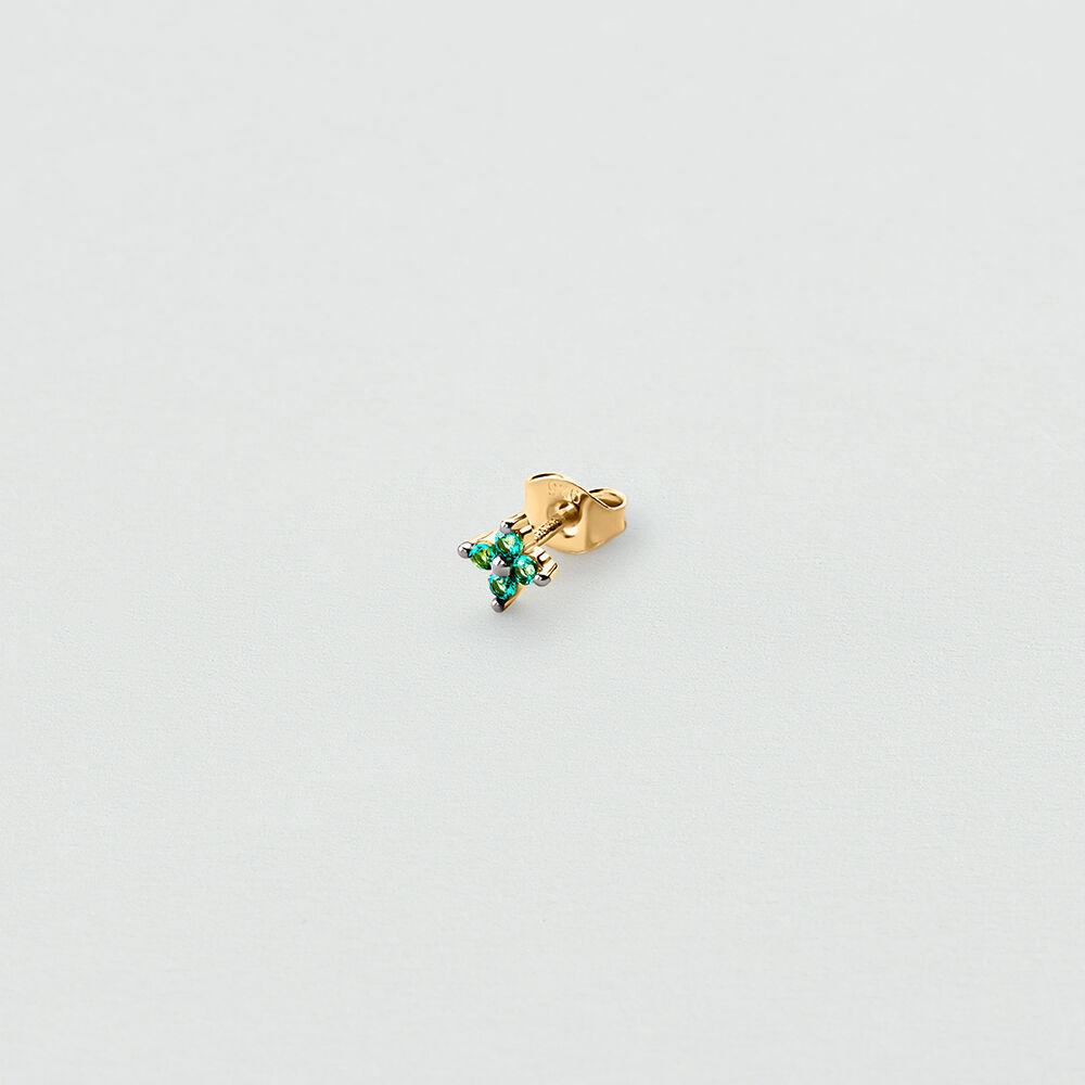 Pendiente corto individual FLOR MIX & MATCH - Verde / Dorado - Pendientes cortos  | Agatha