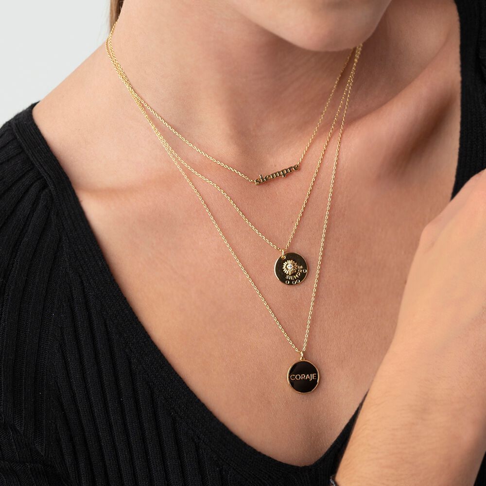 Collar midi CORAJE - Negro / Oro - Collar corto  | Agatha