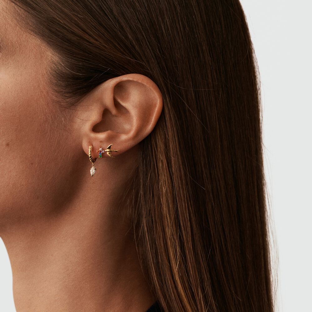 Pendiente corto individual CRUZ MIX & MATCH - Multicolor / Oro - Piercings  | Agatha