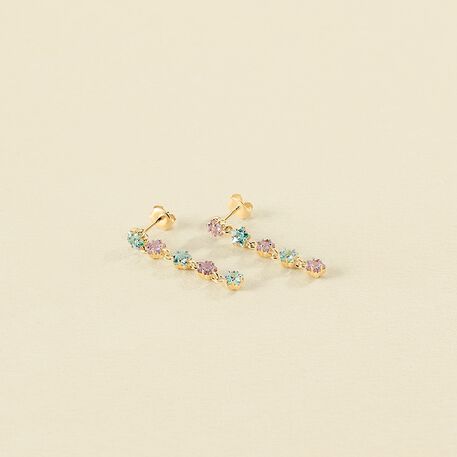 Pendientes largos SPACEAG - Multicolor / Oro - Pendientes  | Agatha