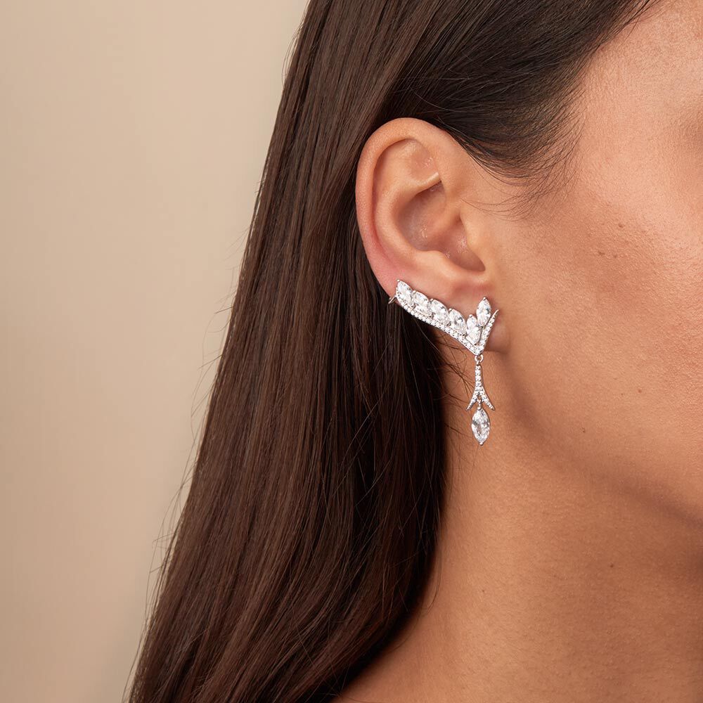 Pendientes largos MAXIMA - Cristal / Plateado - Pendientes largos  | Agatha