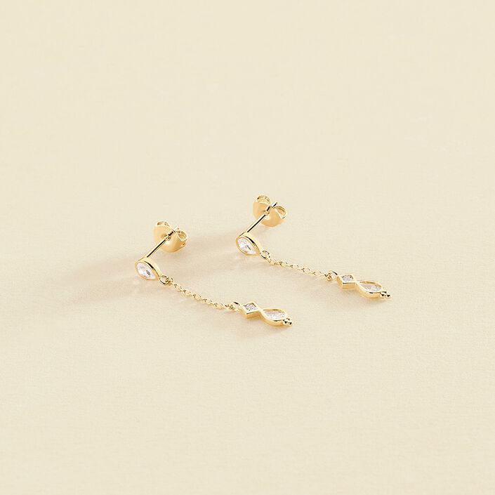 Pendientes largos ARISTA - Cristal / Dorado - Pendientes  | Agatha